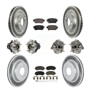 Front Rear Hub Bearing Coated Brake Rotor & Pad Kit (10Pc) For Nissan Rogue Sport Qashqai KBB-123014