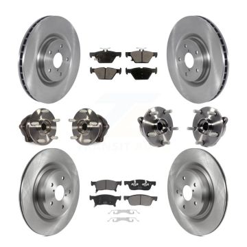 Front Rear Hub Bearings Disc Brake Rotors And Pads Kit (10Pc) For 2019-2021 Subaru Ascent KBB-123048