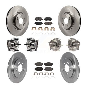 Front Rear Hub Bearings Disc Brake Rotors And Ceramic Pads Kit (10Pc) For Kia Sportage KBB-123053