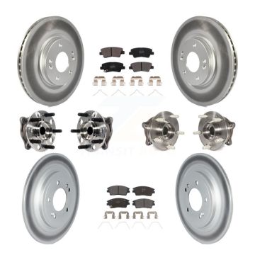 Front Rear Hub Bearing Coated Brake Rotor Pads Kit (10Pc) For Kia Sportage Hyundai Tucson KBB-123090