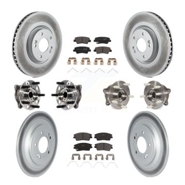 Front Rear Hub Bearings Coated Disc Brake Rotors And Pads Kit (10Pc) For Kia Sportage KBB-123098