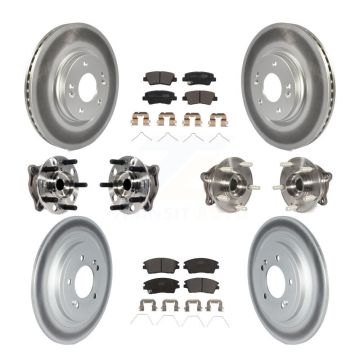 Front Rear Hub Bearing Coated Brake Rotor Pads Kit (10Pc) For Kia Sportage Hyundai Tucson KBB-123099