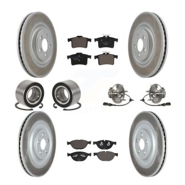 Front Rear Hub Bearings Coated Disc Brake Rotors And Pads Shoes Kit (10Pc) For Jaguar XF KBB-123108