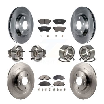 Front Rear Hub Bearing Brake Rotor Pads Kit (10Pc) For 2017-2018 Mitsubishi Outlander FWD KBB-123122