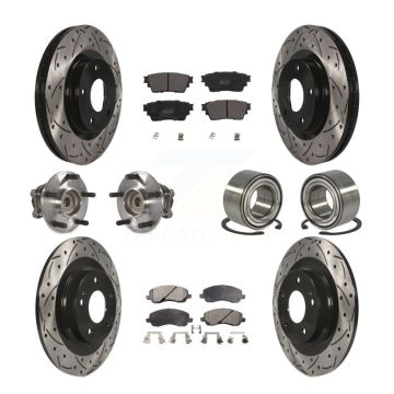 Front Rear Hub Bearing Coat Brake Rotor Pad Kit (10Pc) For 17-18 Mitsubishi Outlander FWD KBB-123124