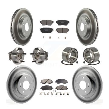 Front Rear Hub Bearing Coat Brake Rotor Pad Kit (10Pc) For 17-18 Mitsubishi Outlander FWD KBB-123133