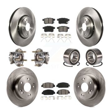 Front Rear Hub Bearing Disc Brake Rotor And Semi-Metallic Pad Kit (10Pc) For Honda Accord KBB-123164