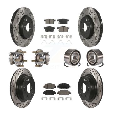 Front Rear Hub Bearing Coated Brake Rotor Pads Kit (10Pc) For Honda Accord EX-L with 3.5L KBB-123176