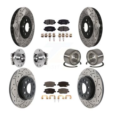 Front Rear Hub Bearing Coated Disc Brake Rotor Pad Kit (10Pc) For 2016-2018 Fiat 500X AWD KBB-123202