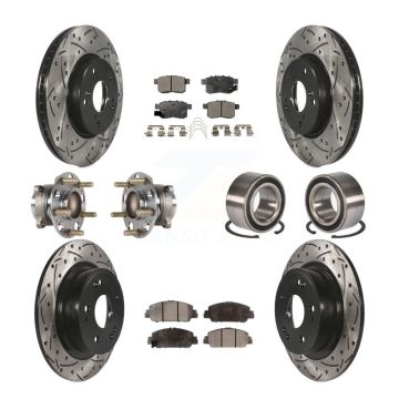 Front Rear Hub Bearing Coated Brake Rotor Pads Kit (10Pc) For Honda Accord EX-L with 3.5L KBB-123226