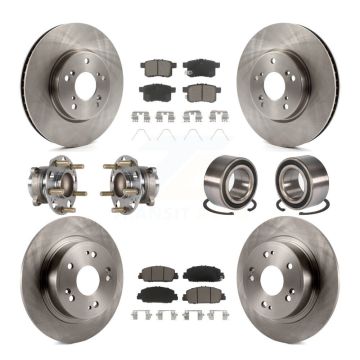 Front Rear Wheel Hub Bearing Disc Brake Rotor And Ceramic Pad Kit (10Pc) For Honda Accord KBB-123274