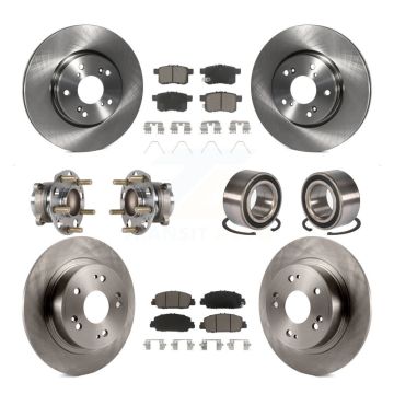 Front Rear Hub Bearing Brake Rotor & Pad Kit (10Pc) For 16-17 Honda Accord EX-L with 3.5L KBB-123281