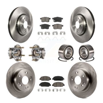 Front Rear Wheel Hub Bearing Disc Brake Rotor And Ceramic Pad Kit (10Pc) For Honda Accord KBB-123282