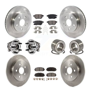 Front Rear Hub Bearing Disc Brake Rotor & Pad Kit (10Pc) For 2018-2019 Toyota Prius Prime KBB-123309