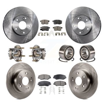 Front Rear Wheel Hub Bearing Disc Brake Rotor And Ceramic Pad Kit (10Pc) For Honda Accord KBB-123310