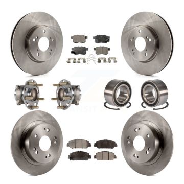 Front Rear Wheel Hub Bearing Disc Brake Rotor And Ceramic Pad Kit (10Pc) For Honda Accord KBB-123313