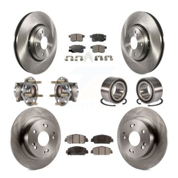 Front Rear Wheel Hub Bearing Disc Brake Rotor And Ceramic Pad Kit (10Pc) For Honda Accord KBB-123316