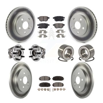 Front Rear Hub Bearing Coated Brake Rotor Pad Kit (10Pc) For 2018-2019 Toyota Prius Prime KBB-123363