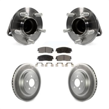 Front Hub Bearing Coated Brake Rotor & Pads Kit For 2015-2018 Dodge Charger RWD with 3.6L KBB-123474