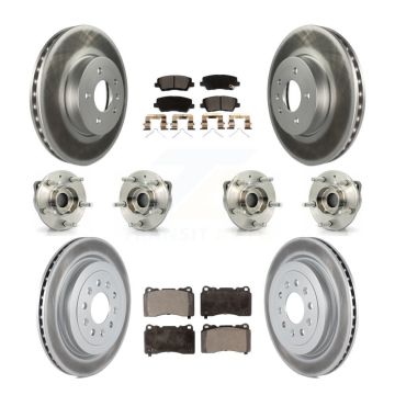 Front Rear Hub Bearings Coated Disc Brake Rotors And Pads Kit (10Pc) For Cadillac ATS KBB-123489