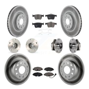 Front Rear Hub Bearing Coated Brake Rotor And Pad Kit (10Pc) For Audi A3 Sportback e-tron KBB-123504