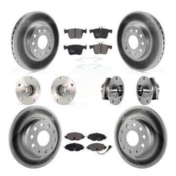 Front Rear Hub Bearing Coated Disc Brake Rotors And Pads Kit (10Pc) For 2016 Audi A3 2.0L KBB-123505
