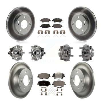 Front Rear Hub Bearing Coat Brake Rotor Pad Kit (10Pc) For 2017-2020 Hyundai Elantra 2.0L KBB-123508
