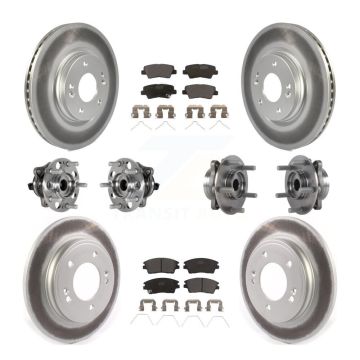 Front Rear Hub Bearing Coat Brake Rotor Pad Kit (10Pc) For 2017-2020 Hyundai Elantra 1.6L KBB-123509