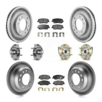 Front Rear Hub Bearing Coated Brake Rotor Pad Kit (10Pc) For Kia Sedona Hyundai Entourage KBB-123517