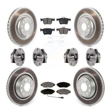 Front Rear Hub Bearings Coated Disc Brake Rotors And Ceramic Pads Kit (10Pc) For Audi S3 KBB-123520