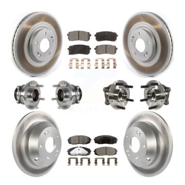 Front Rear Hub Bearing Coated Disc Brake Rotor & Pads Kit (10Pc) For 2015-2021 Kia Sedona KBB-123522