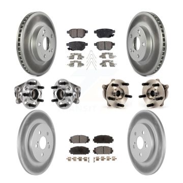Front Rear Hub Bearings Coated Disc Brake Rotors And Pads Kit (10Pc) For Lexus CT200h KBB-123523