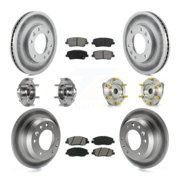Front Rear Hub Bearing Coated Brake Rotor Pad Kit (10Pc) For Kia Sedona Hyundai Entourage KBB-123542