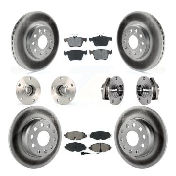 Front Rear Hub Bearing Coated Disc Brake Rotors And Pads Kit (10Pc) For 2016 Audi A3 2.0L KBB-123551