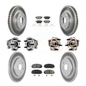 Front Rear Hub Bearings Coated Disc Brake Rotors And Pads Kit (10Pc) For Lexus CT200h KBB-123553