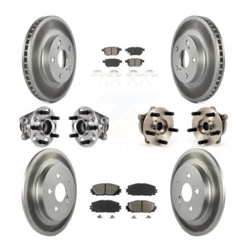 Front Rear Hub Bearings Coated Disc Brake Rotors And Pads Kit (10Pc) For Lexus CT200h KBB-123555