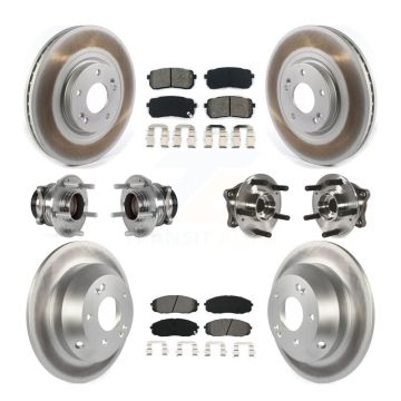 Front Rear Hub Bearing Coated Disc Brake Rotor & Pads Kit (10Pc) For 2015-2021 Kia Sedona KBB-123556