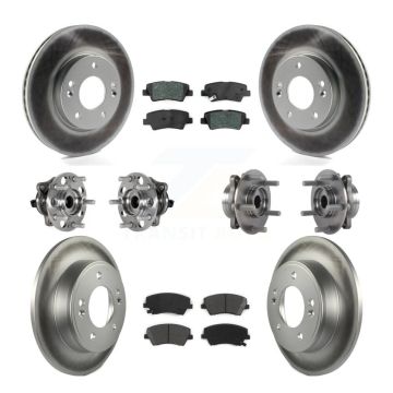 Front Rear Hub Bearing Coat Brake Rotor Pad Kit (10Pc) For 2017-2020 Hyundai Elantra 2.0L KBB-123559