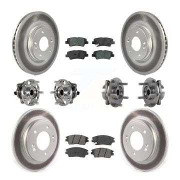 Front Rear Hub Bearing Coat Brake Rotor Pad Kit (10Pc) For 2017-2020 Hyundai Elantra 1.6L KBB-123560