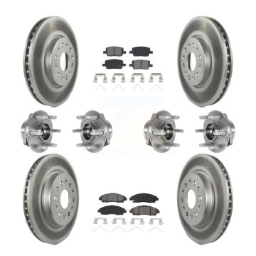 Front Rear Hub Bearing Coat Brake Rotor Pads Kit (10Pc) For Chevrolet Traverse GMC Acadia KBB-123571