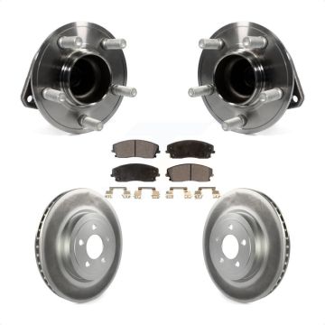 Front Hub Bearing Coated Brake Rotor & Pads Kit For 2015-2018 Dodge Charger RWD with 3.6L KBB-123587