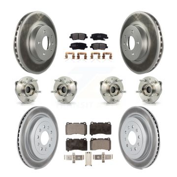 Front Rear Hub Bearings Coated Disc Brake Rotors And Pads Kit (10Pc) For Cadillac ATS KBB-123604