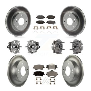 Front Rear Hub Bearing Coat Brake Rotor Pad Kit (10Pc) For 2017-2020 Hyundai Elantra 2.0L KBB-123612
