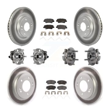 Front Rear Hub Bearing Coat Brake Rotor Pad Kit (10Pc) For 2017-2020 Hyundai Elantra 1.6L KBB-123613