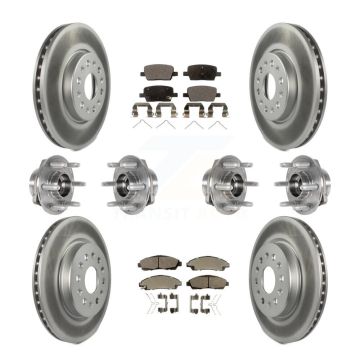 Front Rear Hub Bearing Coat Brake Rotor Pads Kit (10Pc) For Chevrolet Traverse GMC Acadia KBB-123615