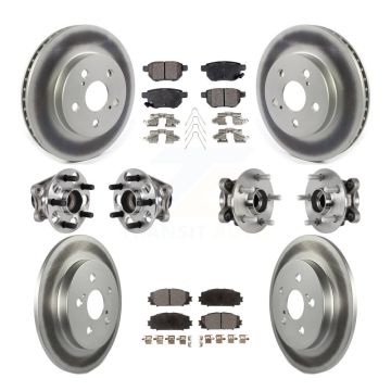 Front Rear Hub Bearing Coated Disc Brake Rotor And Pads Kit (10Pc) For Toyota Prius Prime KBB-123626