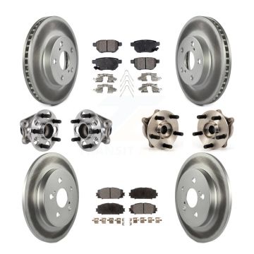 Front Rear Hub Bearings Coated Disc Brake Rotors And Pads Kit (10Pc) For Lexus CT200h KBB-123627