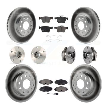 Front Rear Hub Bearing Coated Disc Brake Rotors And Pads Kit (10Pc) For 2016 Audi A3 2.0L KBB-123632