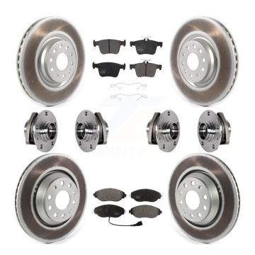 Front Rear Hub Bearings Assembly Coated Disc Brake Rotors And Pads Kit (10Pc) For Audi S3 KBB-123636