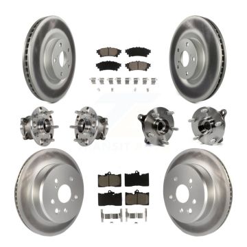 Front Rear Hub Bearing Coat Brake Rotor Pads Kit (10Pc) For Lexus IS300 IS350 GS350 RC350 KBB-123661